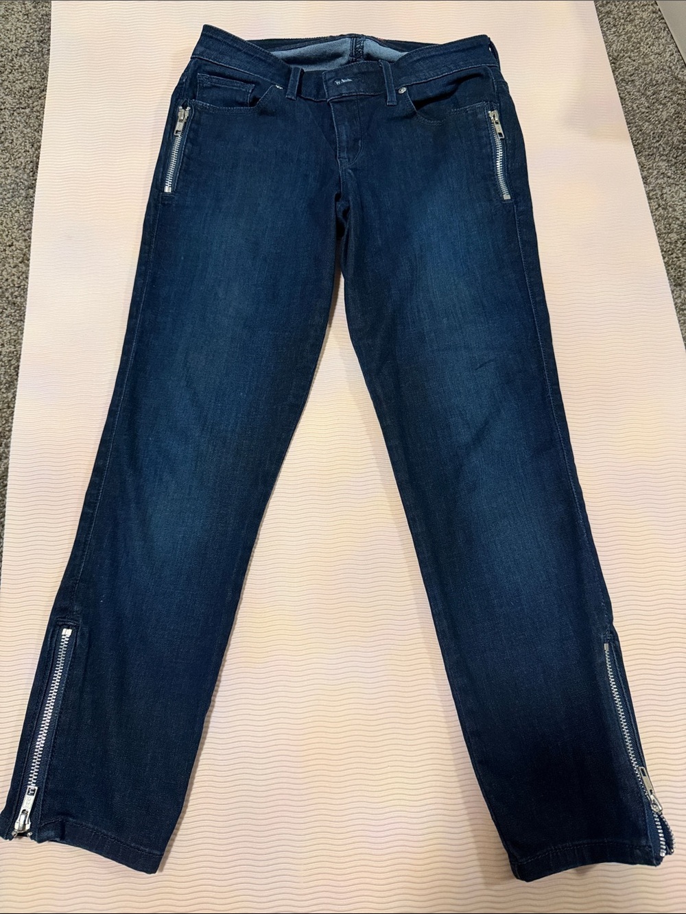 G by Guess Dark Blue Straight-Leg Jeans with Zipper Accents